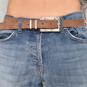 MISS SIXTY Brown Leather Belt with Silver Buckle